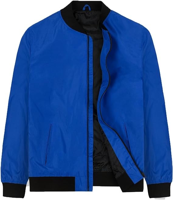Mens Bomber Jackets Lightweight Water-resistent Windbreaker with 3 Pockets