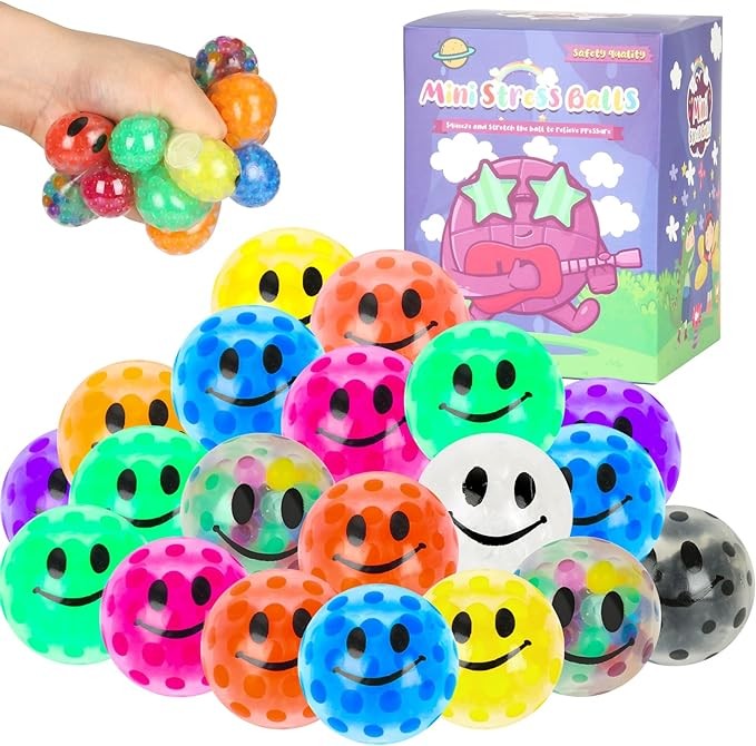20 Pack Mini Stress Balls Set, Bulk Squishy Toys Fidget Toys for Adults, Squeeze Balls to Relax, Fidget Stress Toys for Party Favors,Birthday Gifts