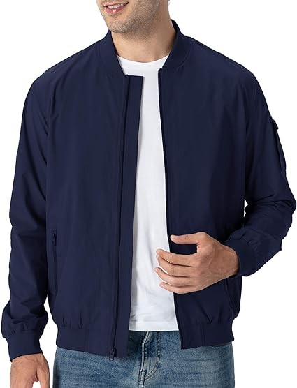 TBMPOY Men's Lightweight Bomber Jackets Light Track Jackets Casual Summer Windbreaker Outdoor Golf Fashion Coat for Men