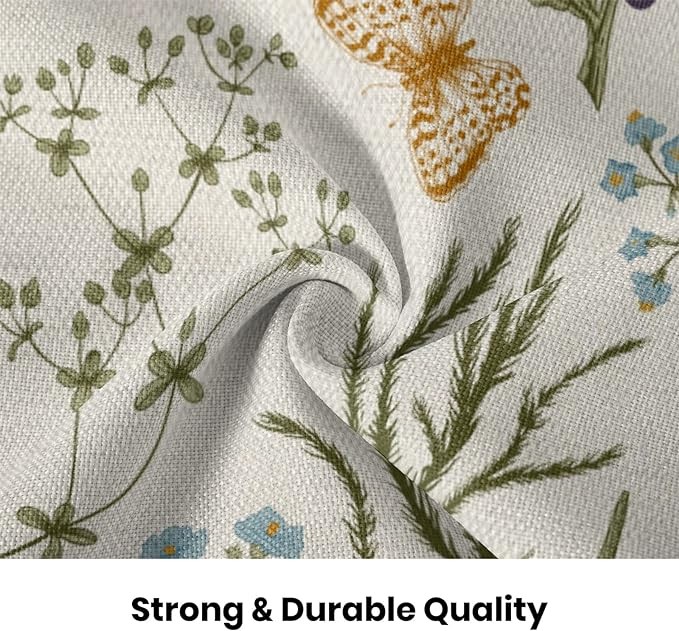 AEIOAE Spring Pillow Covers 18x18 Inch Set of 2,Sage Green Wild Flower Plant Throw Pillows Case,Seasonal Floral Outdoor Decorative Square Linen Farmhouse Decor Cushion Covers for Home Sofa Bed Couch