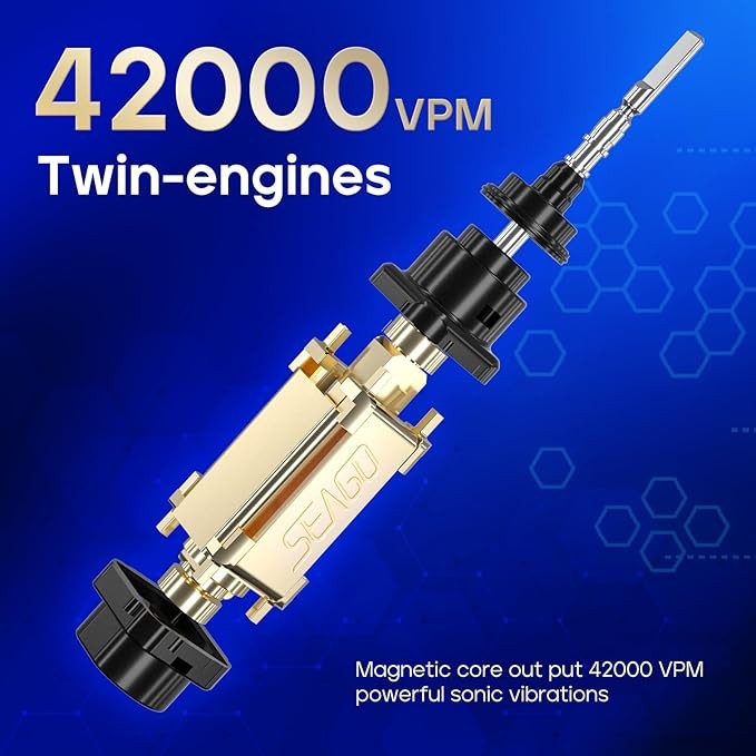 SEAGO Electric Toothbrush, Rechargeable Sonic Toothbrush Last for 30 Days with 5 Modes and 2 Mins Timer, Portable Electric Toothbrushes for Adults with 8 PCS Brush Heads (Blue)