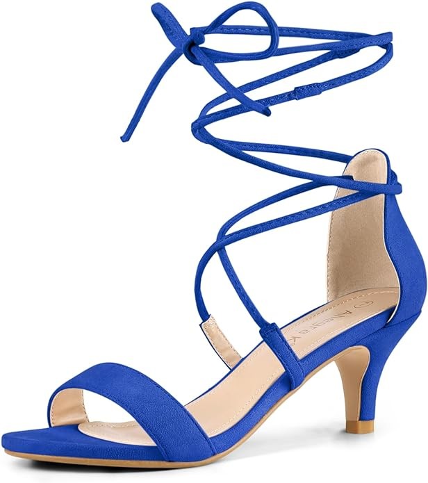 Allegra K Women's Kitten Heel Lace Up Open Toe Sandals