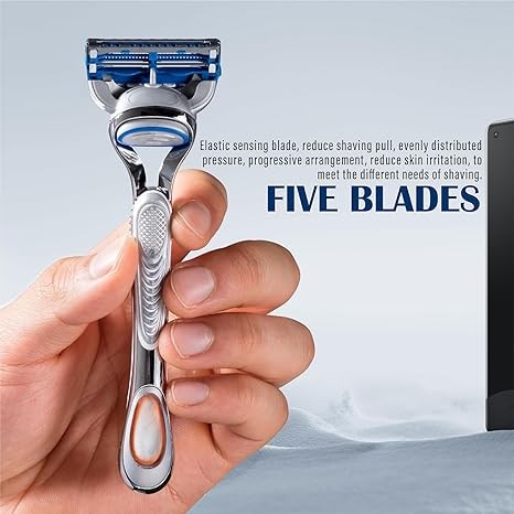 12pcs Razor Blade Shaving Razor Blade Refills for Gillette Fusion 5, Orange New Version