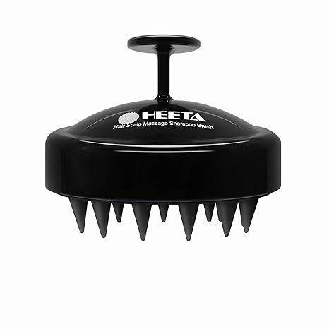 HEETA Scalp Massager Hair Growth, Scalp Scrubber with Soft Silicone Bristles for Hair Growth & Dandruff Removal, Hair Shampoo Brush for Scalp Exfoliator, Whole Black