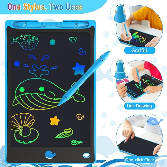 Hockvill LCD Writing Tablet for Kids 8.8 Inch, Toys for Girls Boys Drawing Pad for 3 4 5 6 7 8 Year Old Kid, Toddler Magnetic Doodle Board Travel Essentials Christmas Birthday Gift for Children (Blue)