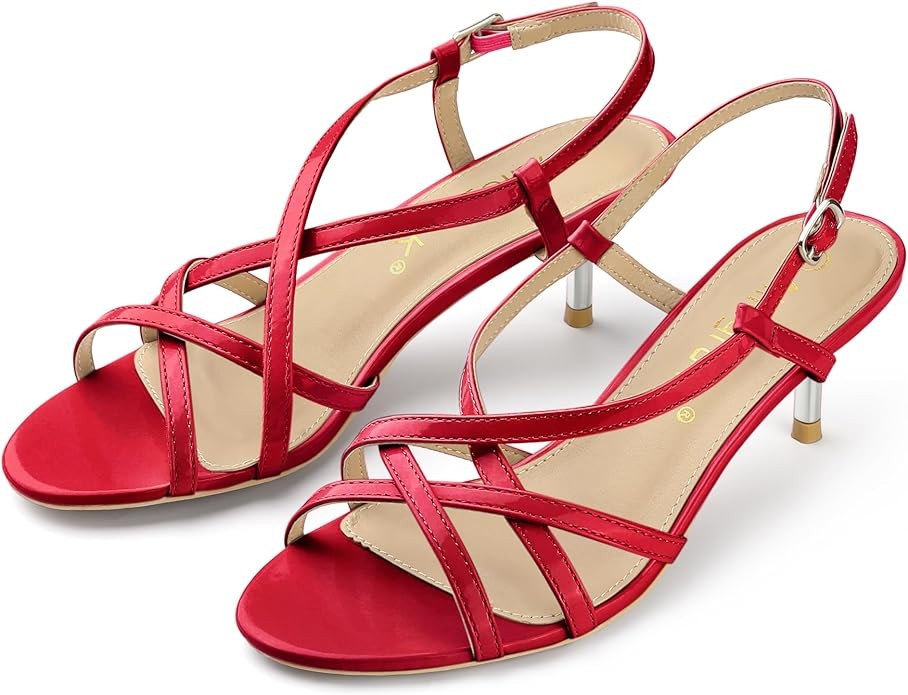 Allegra K Women's Slingback Strappy Kitten Heel Heels Sandals