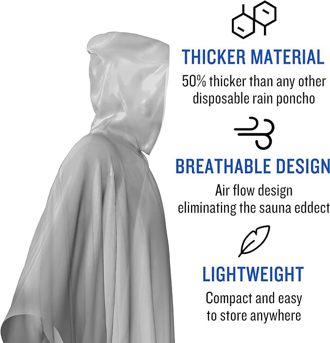 SaphiRose Rain Ponchos Disposable Ponchos Thick Emergency Raincoats
