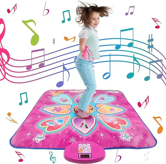 ZHQQ Dance Mat, Pink Princess Toys for Girls Electronic Dance Pad with 7 Game Modes, Built-in Music, Touch Sensitive Light Up LED Kids Musical Mat, Christmas/Birthday Gift for Toddler Girls 3-12