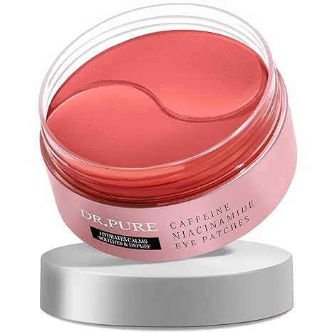 Dr. Pure Under Eye Patches for Puffiness: Caffeine Eye Mask Soothe Fine Lines Wrinkles with Niacinamide Hyaluronic Acid - Reduce Dark Circles Eye Gel Pad (30 Pairs)